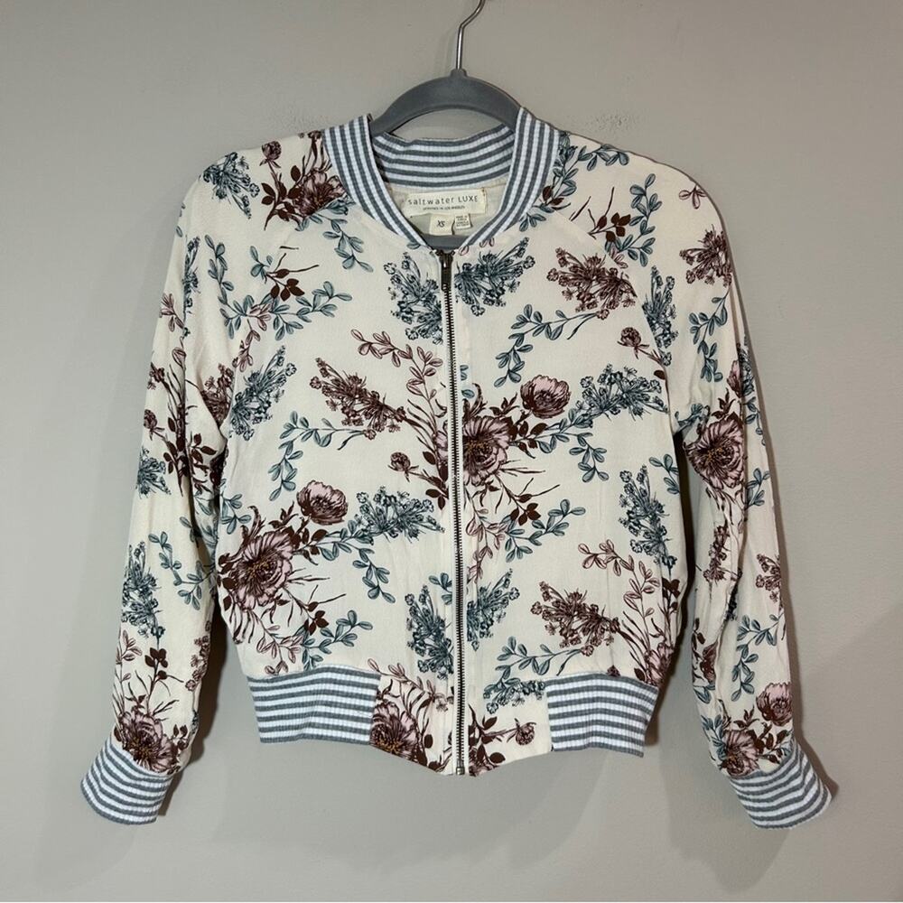 Saltwater Luxe White Floral‎ Bomber Jacket